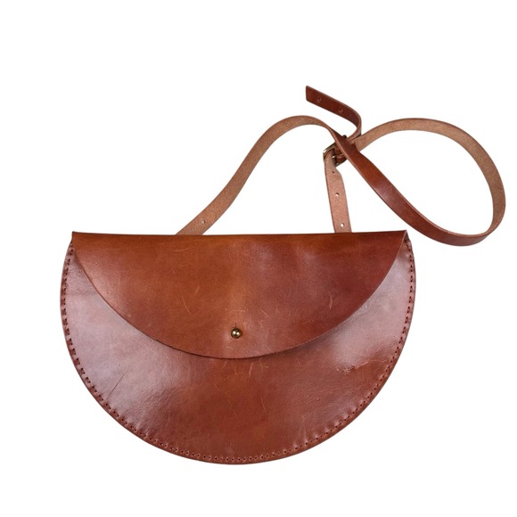 Tree Fairfax Handbags - Tree Fairfax Extended Half Moon Brown Crossbody Bag